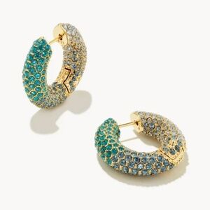 NWT Kendra Scott Mikki Pave Hoop Earrings in Green/Blue Ombre